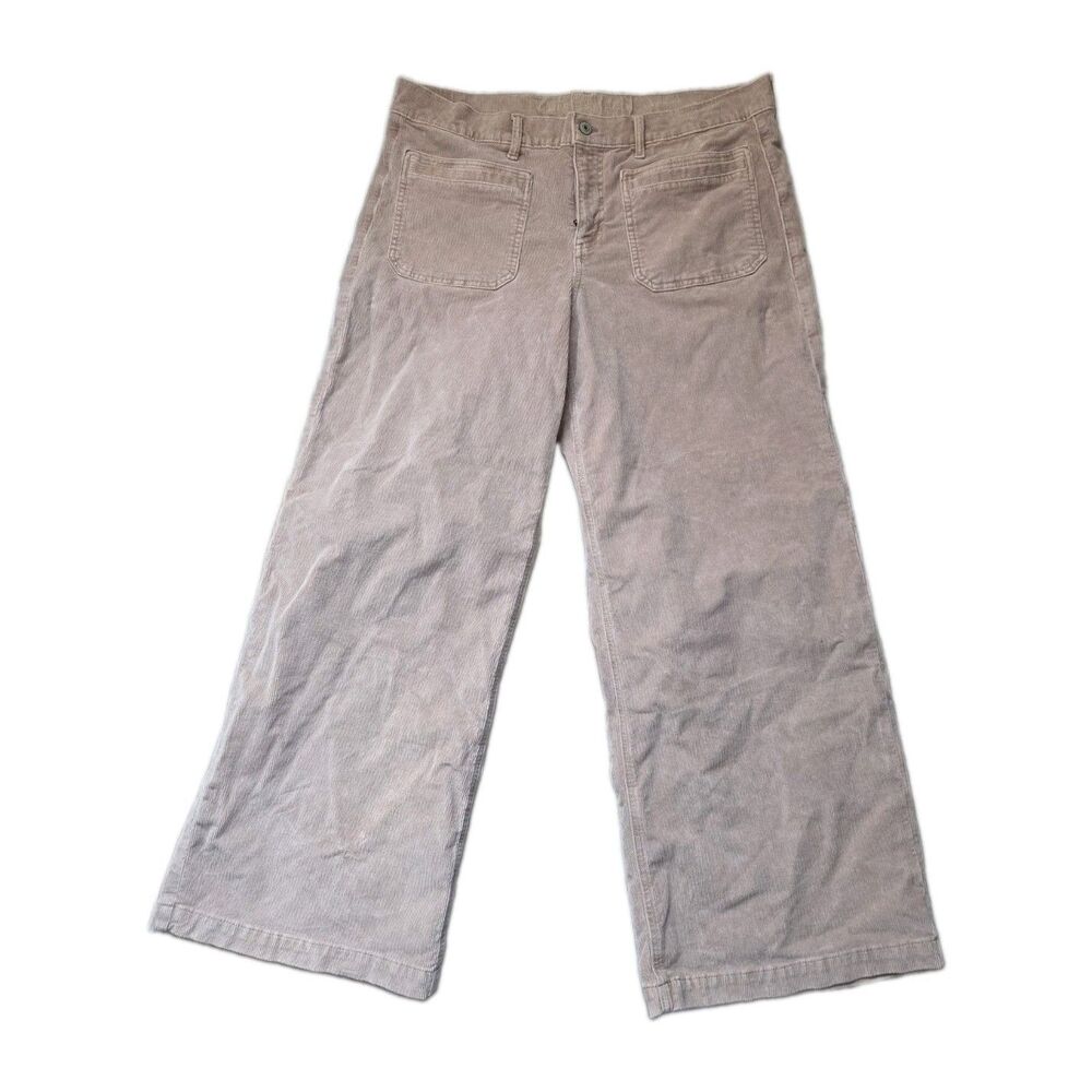 American Eagle Beige Low Rise Baggy Wide Leg Corduroy Pants Size 14 EUC